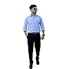 Sparrow Outfit Men’s Cotton Blend Regular Fit Shirt | Casual Wear Formal Shirts for Men and Boys | Spread Collar Long Sleeve Button Down Shirt for Office Parties Special Occasions (Cobalt Blue)
