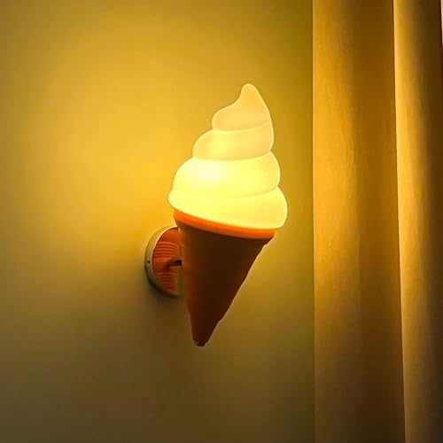 Image of Ice Cream Wall lamp Spiral Cone Decorative Wall Light Fixture, DIY Lighting Fixtures for Kitchens, Dining Rooms and More(Pink)