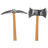 Baluue 3 pezzi Attrezzi da Minatore per Cosplay Nani Finta e Piccone a Doppia Lama con Impugnatura Ergonomica Accessori Sicuri per Feste di Compleanno e Halloween Oggettistica Bomboniere