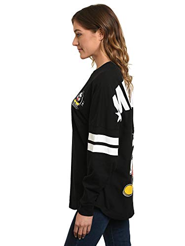 Disney Jersey Women's Mickey Mouse Long Sleeve Crew Neck (Black, X-Large)