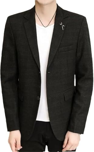 Men's Slim Fit Plaid Jacket Two Button Lightweight Business Formal Suit Coat Modern Work