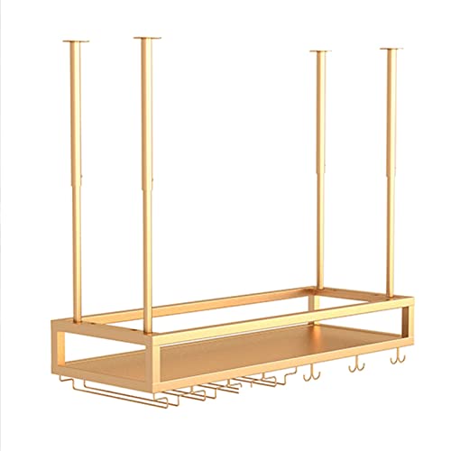Casier à vin de plafond doré 120cm avec support réglable pour verres suspendus