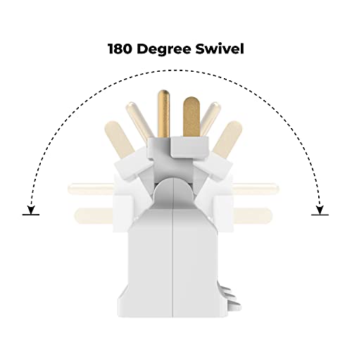Tania Wiring Devices Ul Listed 3-Outlet Grounded 180 Degree Swivel Wall Tap, Swivel Outlet Extender, Outlet Plug Adapter, Swivel Outlet, 3 Plug Outlet Adapter - White, 1-Pack #TOP1