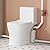 Upflush Toilet with Pump for Basement, 23ft Macerator Pump with 4 Inlets for Sink/Shower/Laundry Sewer Waste Water Disposal, One Piece Full Skirt Macerating Toilet, Nano-glaze Finished