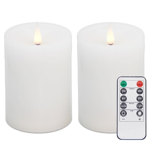 Image of Flameless LED Candles, Realistic Flickering Flame, Set of Multiple (White, Set of 2 (4 Inch))