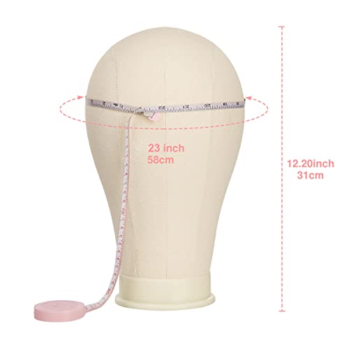 Szcy Llc 23 Inch Canvas Block Wig Head, Wig Stand Tripod With Head, Mannequin Head For Wigs, Manikin Canvas Head Block Set For Wigs Making Display With Wig Caps, T Pins C Pins Set Bristle Brush #TOP7