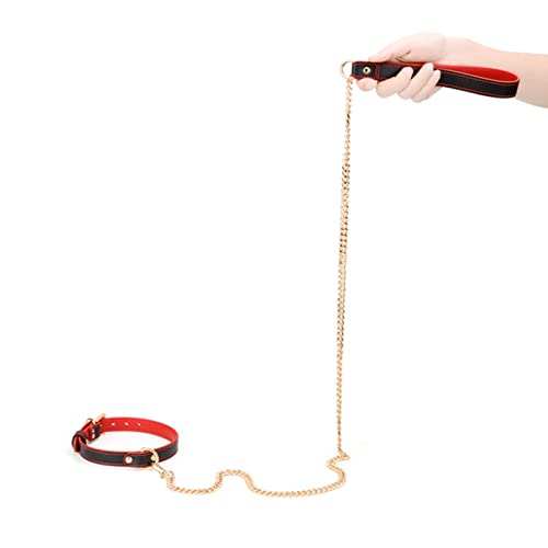 首輪 人間 sm リード付き チョーカー レザー 黒 調教 シンプル 人気 拘束具 グッズ コスプレ セクシー 女性 ピンク＆ブルー - 画像2