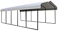 Arrow Carports Galvanized Steel Carport, Full-Size Metal Carport Kit, 12' x 24' x 7', Eggshell