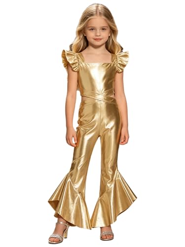 Combinaison fête pour fille souple et pantalon métallique confortable pour le jeu