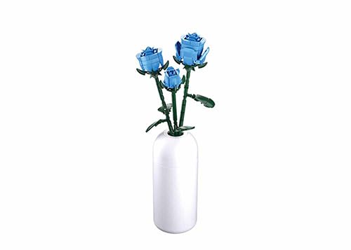 Stuban Building Block Flower Set, Blue Roses with Vase, Creative Life Bricks, 41.5 cm Height, M38-B1101-11