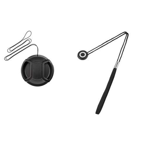 ChannelExpert Kit Objectif 55mm Capuchon Noir+Porte-Bouchon Corde pour Sony Alpha A200 A380