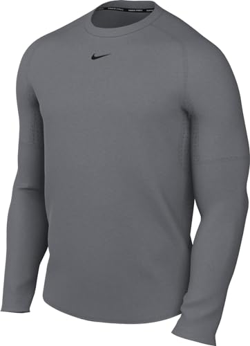Nike Mens Pro Top Warm Long Sleeve Crew Smoke Grey/Black Large