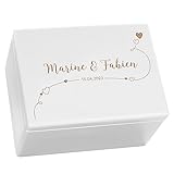 coffre pour mariage Coffrets gravés pour souvenirs de mariage : Caisse de rangement pour les souvenirs de la cérémonie de mariage et de l'anniversaire. Caisse bois gravés avec un joli motif et vos données.