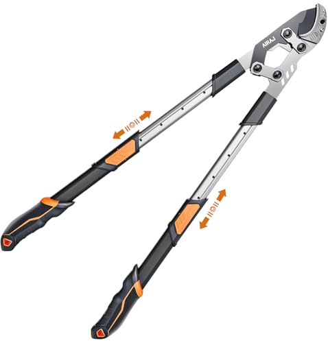 AIRAJ Teleskop Astschere 70-90cm, Baumschere Teleskop mit Rostfreien, Beschichteten 55C-Klingen und Rutschfesten Griffen. Zum Schneiden Von Dicken Ästen Bis zu 5.5cm, Ideale Gartenschere.