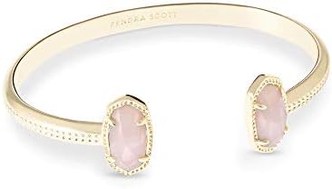 Kendra Scott Elton Cuff Bracelet for Women, Fashion Jewelry, 14k Gold-Plated, Rose Quartz