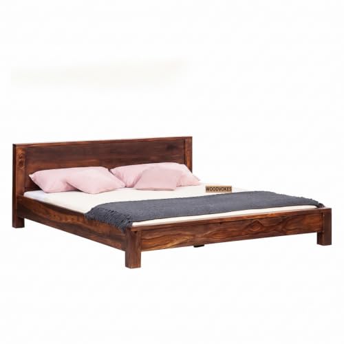 Image of Solid Sheesham Wood Single Bed with Headboard & Footboard | Solid Wooden Cot for Bedroom, Hostel & PG | Modern Design Single Wooden Bed Frame (Mattress Not Included) (Walnut)