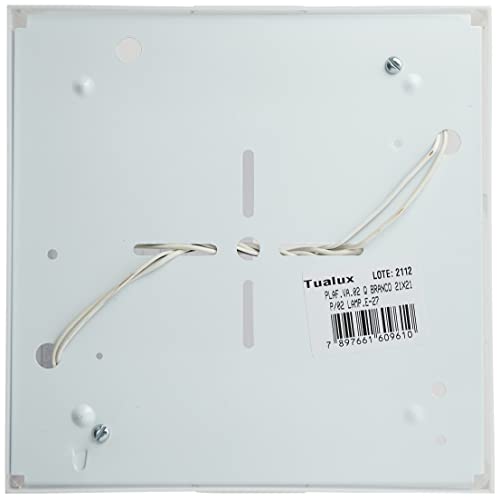 TUALUX Plafon de Sobrepor Quadrado Valencia Branco para 02 Lâmpadas Bulbo Led E-27-21X21 cm, MEDIO