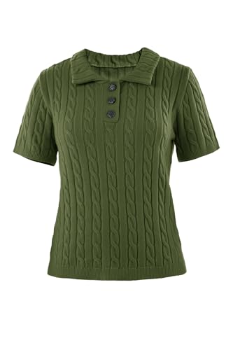 Image of Imily Bela Womens Polo V Neck Pullovers Lightweight Short Sleeve Cable Knit Sweater Business Casual Summer Tops 2025