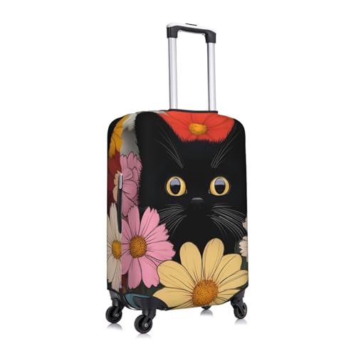 Flower And Cats Print Suitcase Covers Protectors, Luggage Covers For 18~32" Suitcase, Accessories Washable Elastic Luggage Protective Cover3