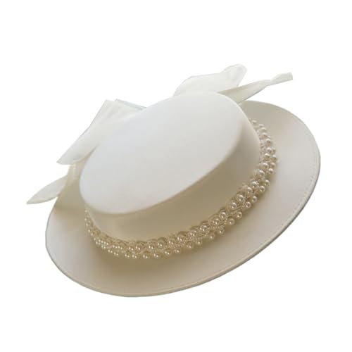 Coiffe française et chapeau victorien avec perles pour future mariée en EVJF