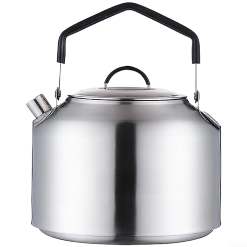 QuivyLivy Bouilloire de camping portable en acier inoxydable 304 de 1 000 ml pour randonnée, pique-nique avec poignée ergonomique et base robuste, argenté (1500 ml)