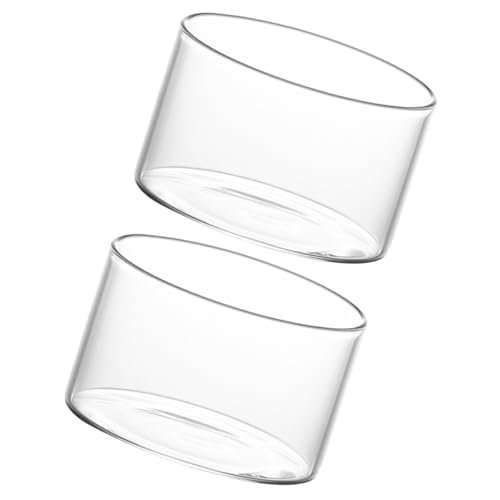 Hemobllo Vasos para Pudín de Vidrio Transparente 2 Piezas, Tazas Multifunción para Postres y Yogur en Casa, Recipientes Resistentes para Hornear y Servir Helados, Ideales para Fiesta