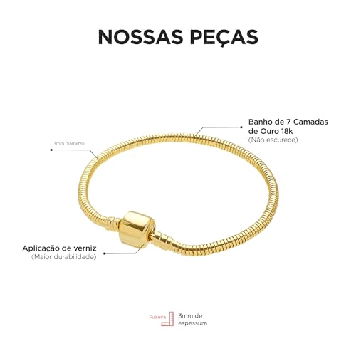 Pulseira Para Berloques Modelo Banhado a Ouro 18k TAMANHO:20
