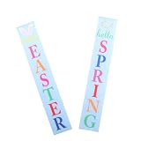 Cabilock 2 Piezas Banners Decorativos de Pascua para Puerta de Cortinas de Puerta Festivas para Decoración de Primavera para Interiores y Exteriores