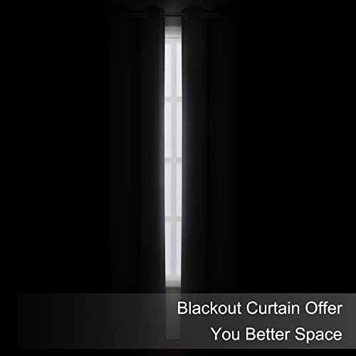 Image of LEMOMO Blackout Curtains 42 x 95 inch /Dark Grey Curtains Set of 2 Panels /Thermal Insulated Room Darkening Bedroom Curtains