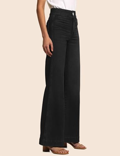 High Waisted Wide Leg Jeans Stretchy Flare Jeans for Women Loose Baggy Denim Pants with Pockets Y2K Trendy3