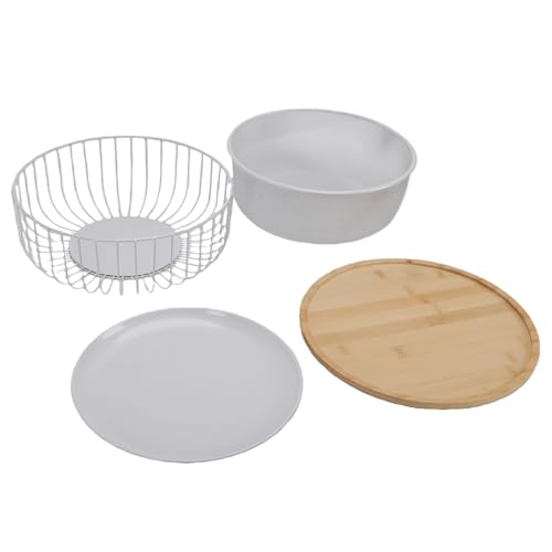 banapoy 2 Pack Fruit Basket with Lid Metal Wire Fruit Basket Round Bowl for Kitchen Counter Multipurpose and Vegetable Holder for Fruits Veggies Snacks