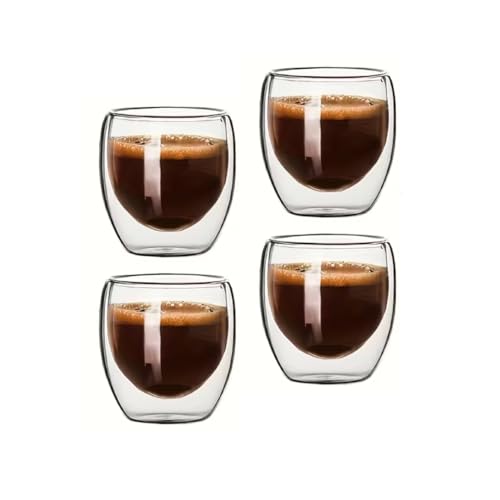 Kit 4 Copos de Vidro Borossilicato com Parede Dupla 100ml - Xícaras Térmicas para Café Espresso, Chá e Cappuccino (4)