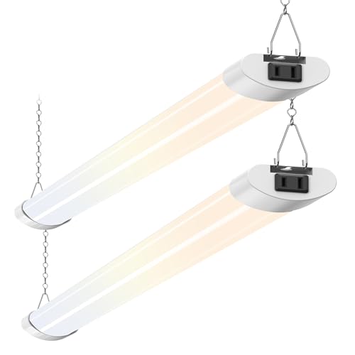 ALUSSO® LED Shop Lights for Garage 4FT, 4800LM Super Bright Garage Lights, 40W/30W/20W, 2700K-6500K Adjustable Led Shop Lights Linkable for Workshop, ETL, 2 Pack