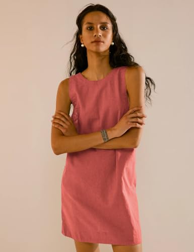 Image of VIUTIL Womens Summer Linen Mini Dress Boat Neck Low Back Sleeveless Tank Dresses with Pockets 2026 Vacation Outfits