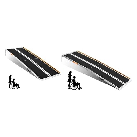 gardhom Bundle Portable Ramp 6FT 8FT, Anti-Slip Aluminum Folding Handicap Ramp Wheel Chair Ramp for Home Steps Wheelchair Ramps for Home Entrance Threshold Doorways Stairs Curbs Scooter Cover
