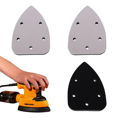 Lot de 3 tampons d'interface de ponçage de détail de souris, 5 trous, 140 mm x 98 mm, pour ponceuse de souris