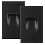 Maxxima Vertical LED Step Light, Indoor/Outdoor Stair Light, 3 CCT Color Selectable 3000K, 4000K, 5000K, 60 Lumens, IP65 Rated for Outdoor and Damp Locations, Black, 2-Pack