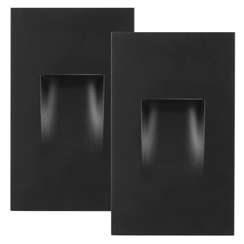 Maxxima Vertical LED Step Light, Indoor/Outdoor Stair Light, 3 CCT Color Selectable 3000K, 4000K, 5000K, 60 Lumens, IP65 Rated for Outdoor and Damp Locations, Black, 2-Pack