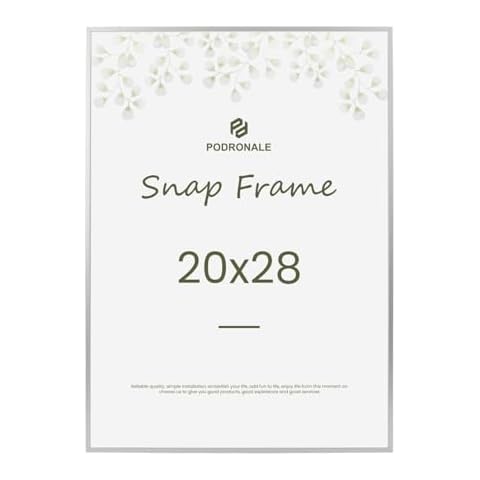 20x28 Poster Frames 1PCS, Plexiglass, Silver Aluminum Snap Frame, Front-loading Frame Cover