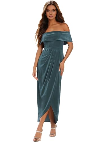 SoDigne Elegant Velvet 2024 Bridesmaid Dresses for Women Off The Shoulder Formal Evening Gown with Slit