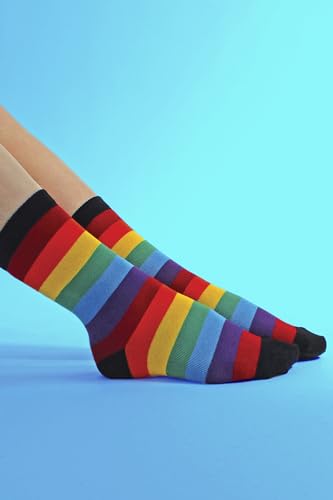 Children Kids 3 Pair Pack Multicolour Soft Dress Up Rainbow Stripe Pattern Socks4