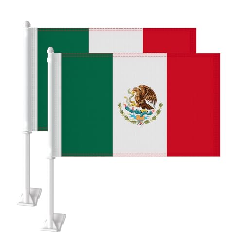 KimSouthD 2 Pack Mexican Car Flags 11” x 17”, Small