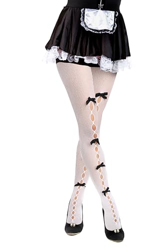 Image of Benefeet Sox Fishnet Stockings or Women High Waist White Fishnet Tights Party Pantyhose Cosplay Costume Tights
