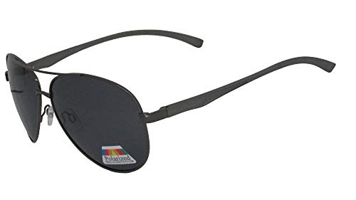 óculos de sol polarizado estilo aviador armação de metal em tom grafite