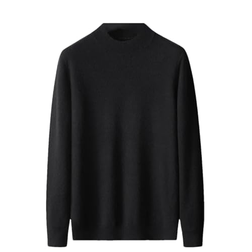Dcvmvmn Men Autumn Winter Wool Sweater Casual Half High Collar Pullover Sweater Solid Long Sleeves Warm Sweater Black