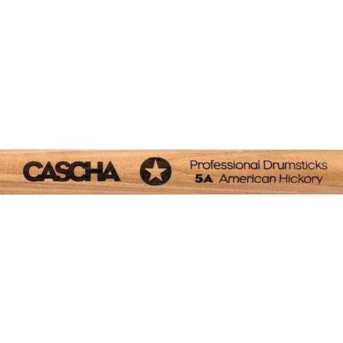 CASCHA Professional Drumsticks de batterie professionnels 5A, American Hickory, 1 paire (2 pièces), accessoires de batterie, baguettes avec pointe en bois – vue 6