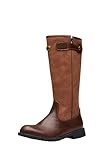 Santimon Men's Tall Riding Boots Knee-High Side-Zip Equestrian Motorcycle Boots Adjustable Strap Lug Sole Shoes Brown 11 US