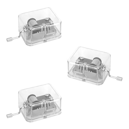 TNSLAND 3 Stück Mini Spieluhr mit Handkurbel Acryl-Spieluhren für Erwachsene Transparentes Spielwerk Spieluhr Bieten DREI Arten Von Liedern für Musikalisches Geschenk & Erinnerungsstück