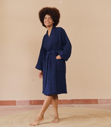 Image of Luxury Organic Japanese Cotton Hotel & Spa Waffle Bathrobe for Men and Women (Hooded /Kimono)