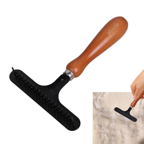 Removedor de pelos de perros para sofá, con mango de madera, utensilio de mano reutilizable - Quitapelos de pelo de perros - para tapicería de muebles, mantas ropa de cama, lavandería, interior del
